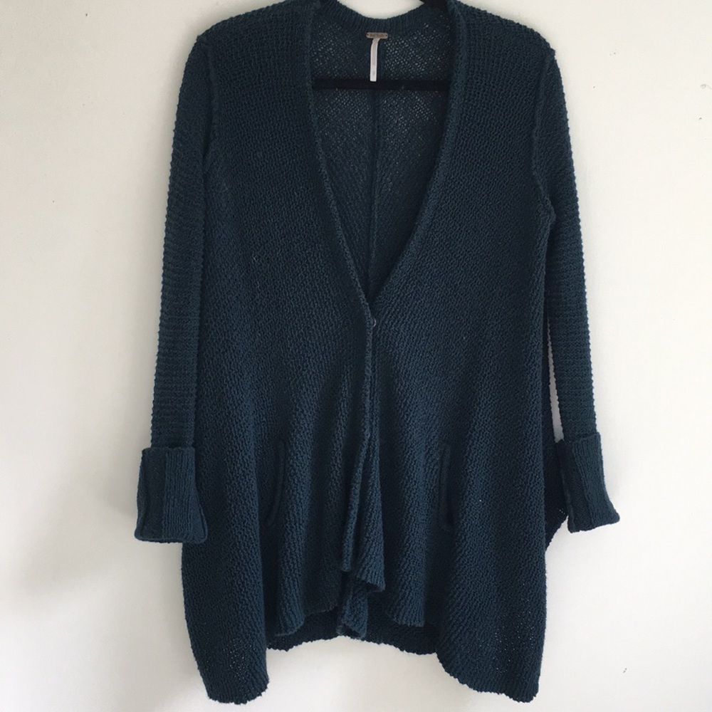 Teal Free People Flowy Cotton Sweater (s)